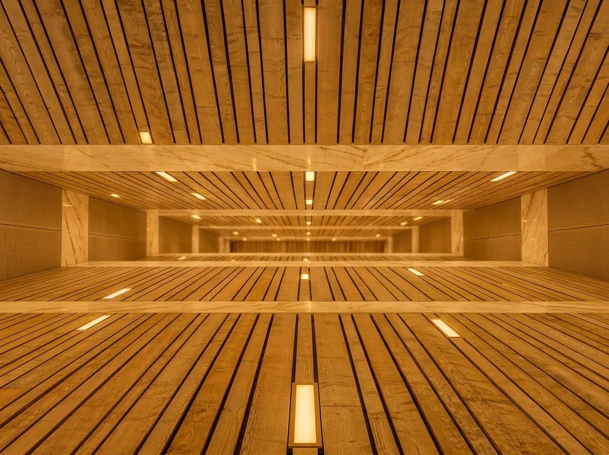 Detalle cercano de la textura de paneles de madera y sus juntas